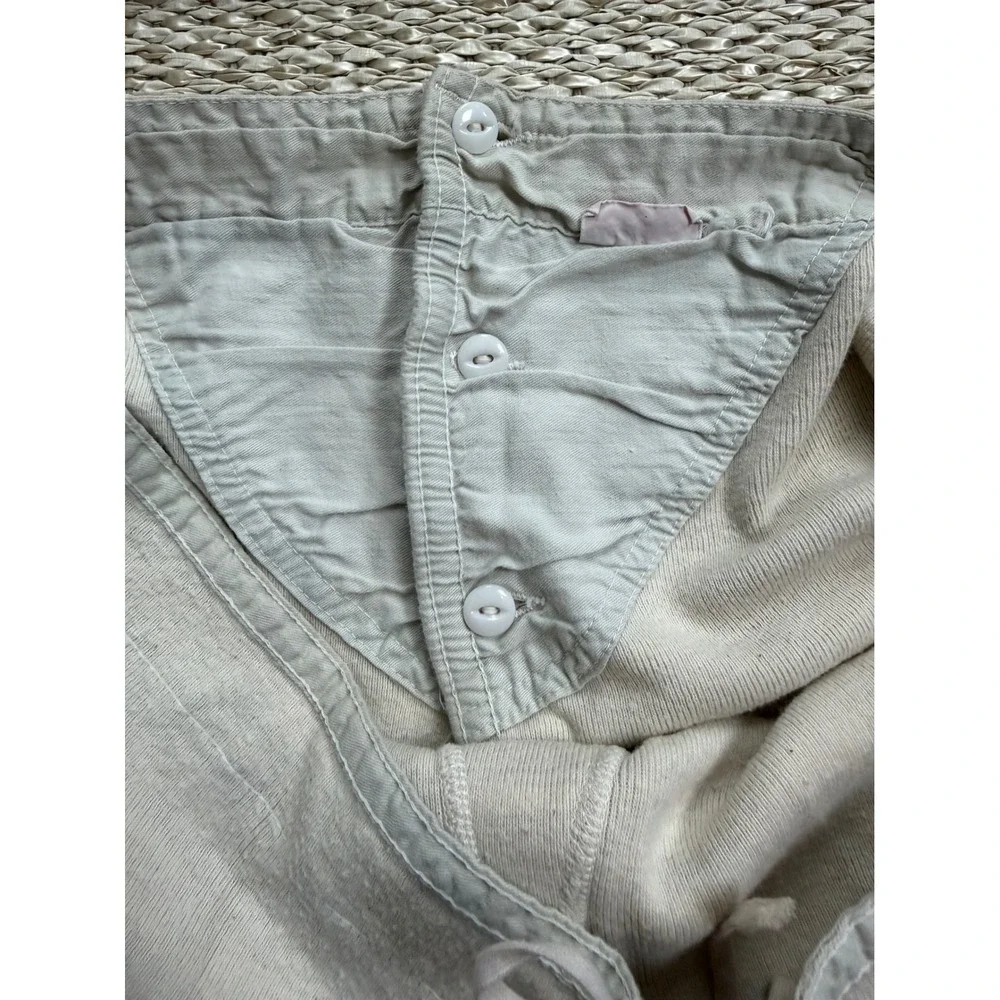 Vintage Pilgrim Mens Cream Knit Long Johns Drawstring Button Fly Size 38